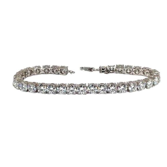 Moissanite Diamond Tennis Bracelet 3mm Adjustable 18K Brilliant Cut 7 In" - Picture 3 of 11